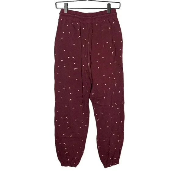 Lou & Grey Women’s Maroon Shooting Star Terry Sweat Jogger Pants Size XS - Picture 7 of 7